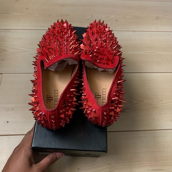 Red Ferucci spiked loafers